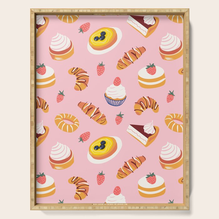 Vintage sweet pastry dessert food pattern Serving Tray Gallery Image 1