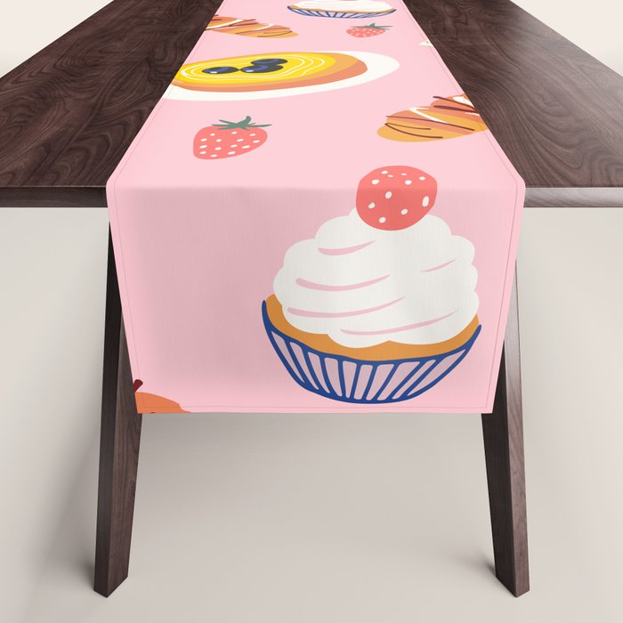 Vintage sweet pastry dessert food pattern Table Runner Gallery Image 1