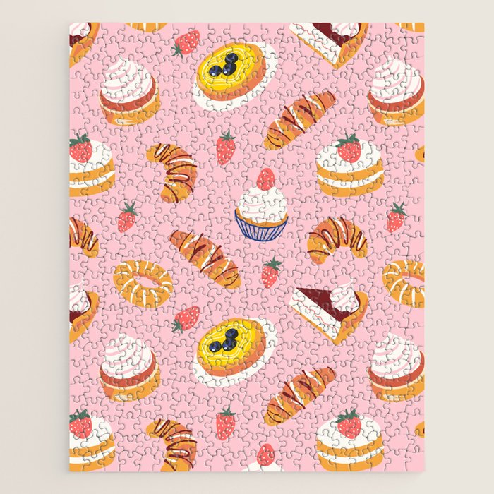 Vintage sweet pastry dessert food pattern Jigsaw Puzzle Gallery Image 1