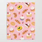 Vintage sweet pastry dessert food pattern Poster Gallery Image 4