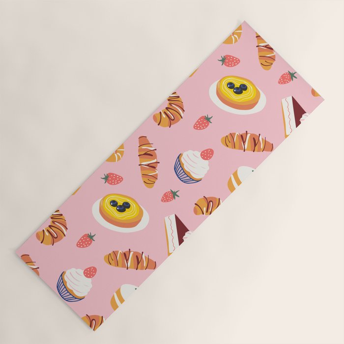Vintage sweet pastry dessert food pattern Yoga Mat Gallery Image 1