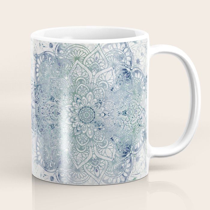 Yoga, Mandala, Green and Blue, Wall Art Boho Coffee Mug Gallery Image 1