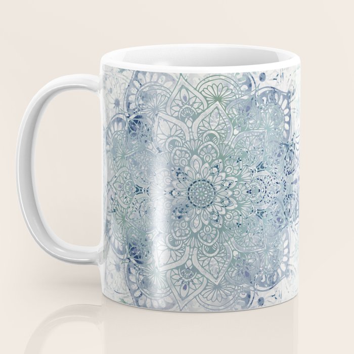 Yoga, Mandala, Green and Blue, Wall Art Boho Coffee Mug Gallery Image 3