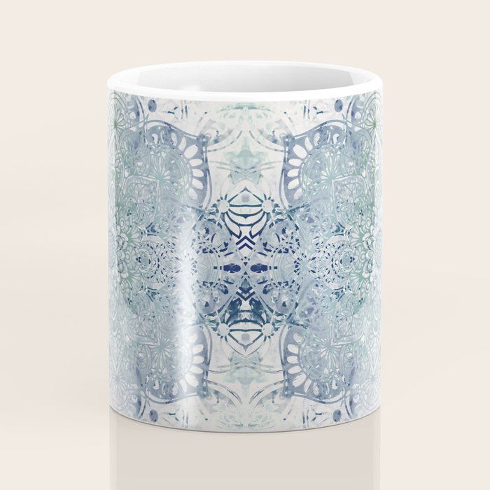 Yoga, Mandala, Green and Blue, Wall Art Boho Coffee Mug Gallery Image 4
