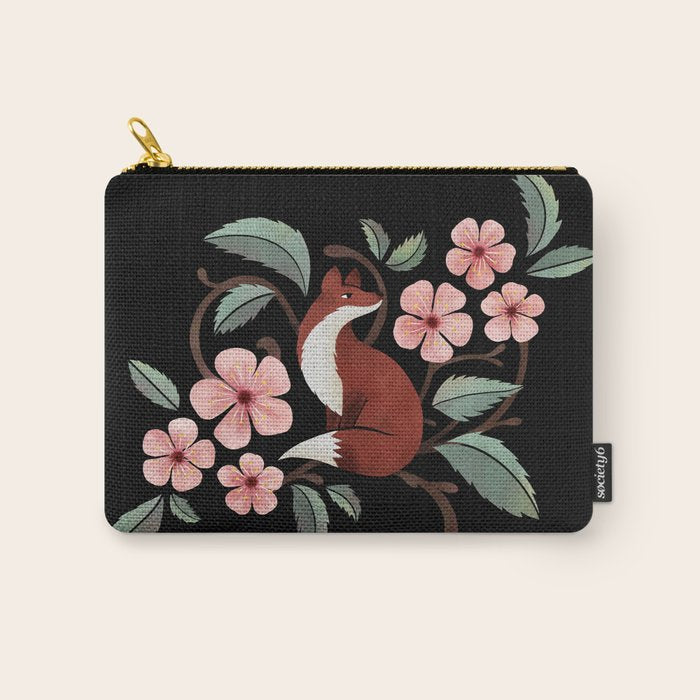 Fox in Cherry Blossoms Carry All Pouch Gallery Image 1