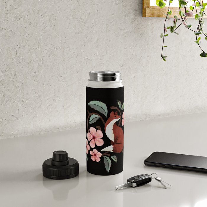 Fox in Cherry Blossoms Water Bottle Gallery Image 4