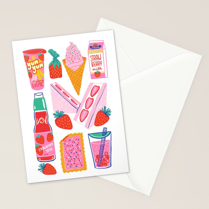 Strawberry Snacks Stationery Card Gallery Image 2