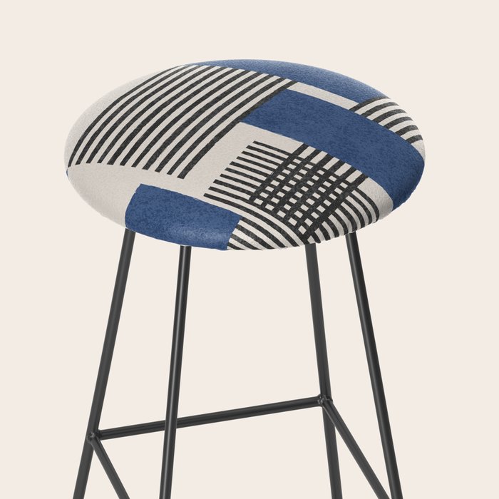 Stripes and Square Blue Composition - Abstract Stool Gallery Image 2