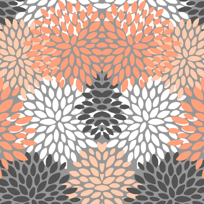 Floral Pattern, Coral, Gray, White Coffee Mug Gallery Image 2