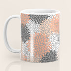 Floral Pattern, Coral, Gray, White Coffee Mug Gallery Image 3