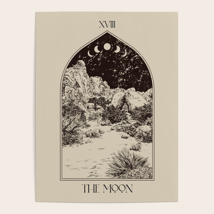 The Moon Tarot Card Poster. Mystic Landscape. Esoteric tarot. Dark moon Poster Gallery Image 4