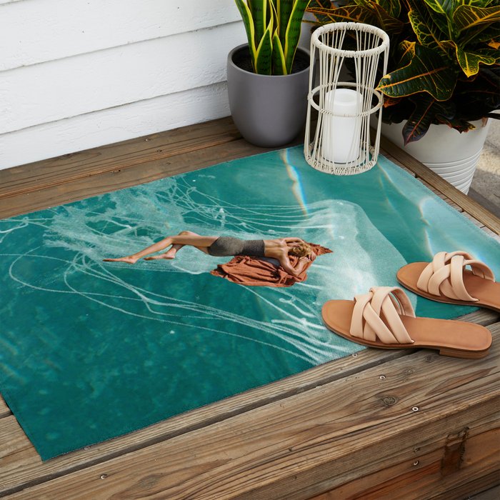 Wherever the current takes me (the jellyfish) Outdoor Rug Gallery Image 2