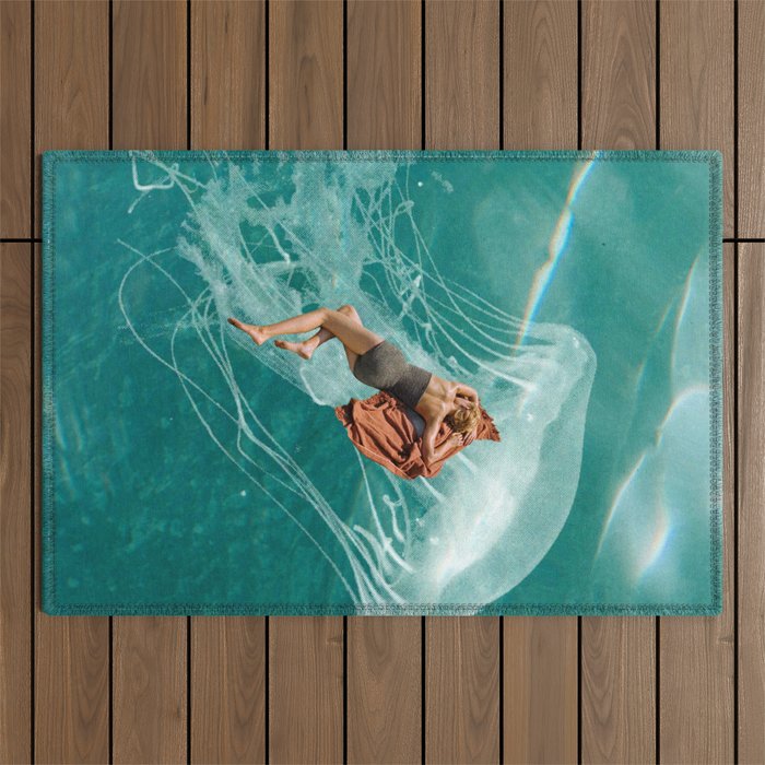 Wherever the current takes me (the jellyfish) Outdoor Rug Gallery Image 1