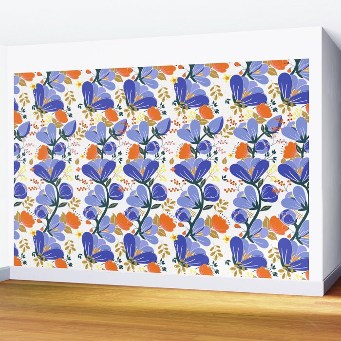 folk spring flowers no2 Wall Mural Gallery Image 2