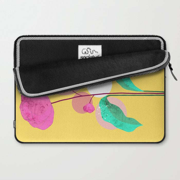 The Rare Bloom, Abstract Nature Floral Graphic, Eclectic Bohemian Modern, Pop of Color Illustration Laptop Sleeve Gallery Image 2