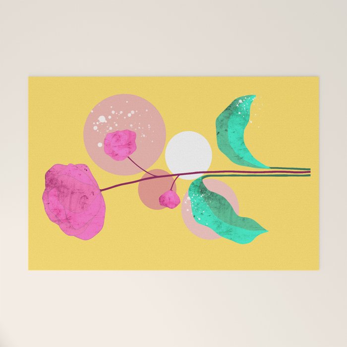 The Rare Bloom, Abstract Nature Floral Graphic, Eclectic Bohemian Modern, Pop of Color Illustration Welcome Mat Gallery Image 1