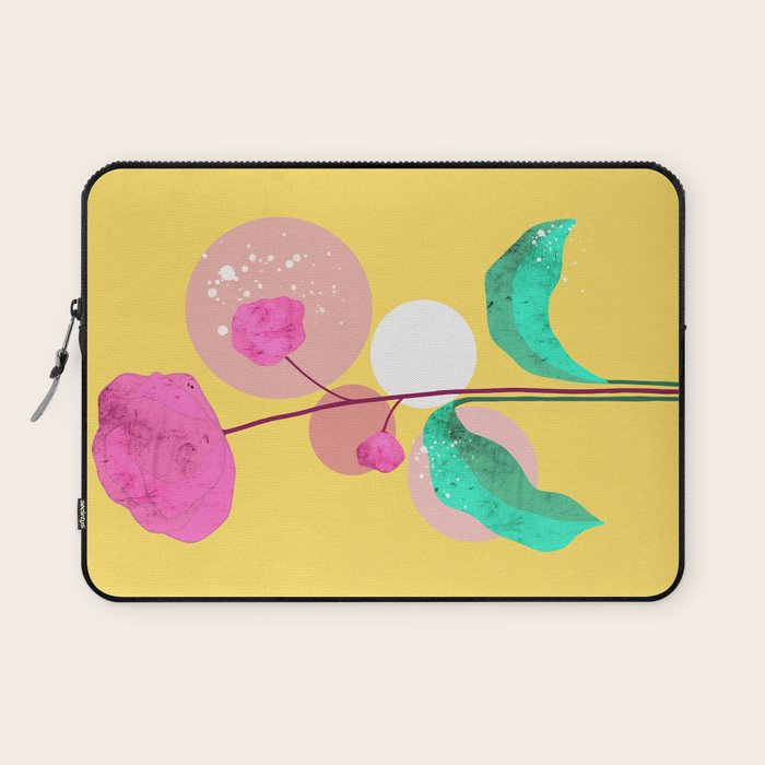 The Rare Bloom, Abstract Nature Floral Graphic, Eclectic Bohemian Modern, Pop of Color Illustration Laptop Sleeve Gallery Image 1