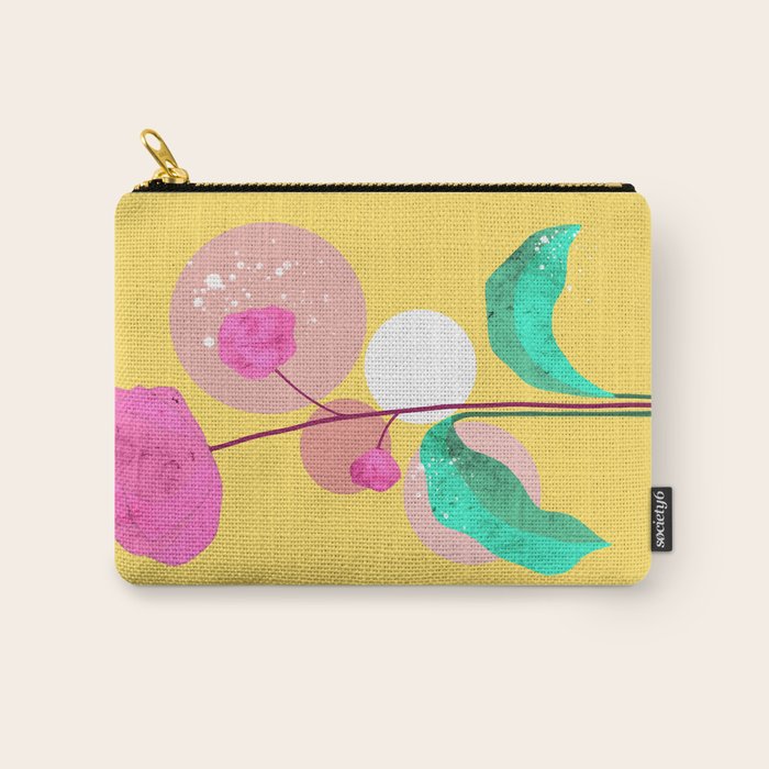 The Rare Bloom, Abstract Nature Floral Graphic, Eclectic Bohemian Modern, Pop of Color Illustration Carry All Pouch Gallery Image 1