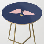 Bird Family in Pink, Navy Blue, and Mustard -  Minimalist Scandinavian Mid-Century Modern Design Side Table Gallery Image 2
