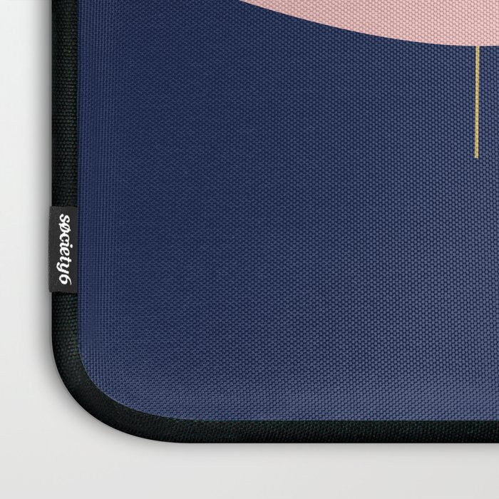 Bird Family in Pink, Navy Blue, and Mustard -  Minimalist Scandinavian Mid-Century Modern Design Laptop Sleeve Gallery Image 3