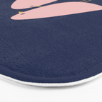 Bird Family in Pink, Navy Blue, and Mustard -  Minimalist Scandinavian Mid-Century Modern Design Bath Mat Gallery Image 3