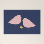 Bird Family in Pink, Navy Blue, and Mustard -  Minimalist Scandinavian Mid-Century Modern Design Welcome Mat Gallery Image 1