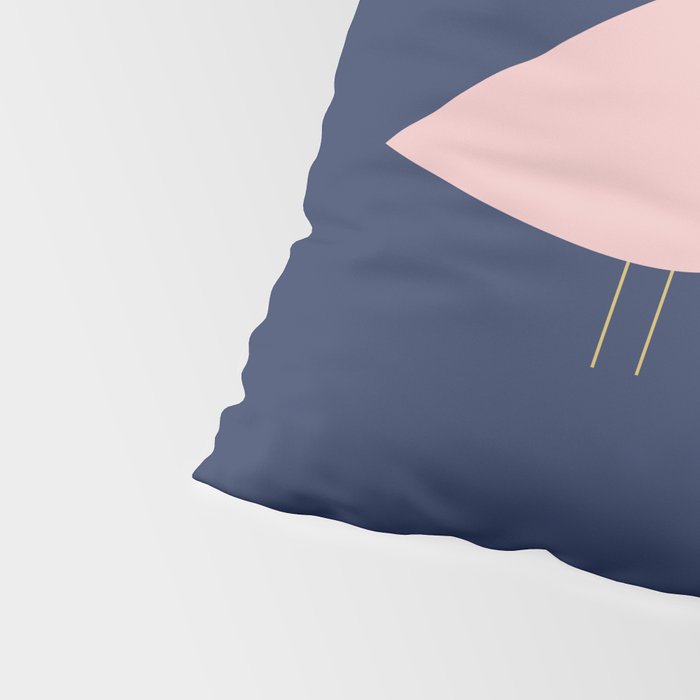 Bird Family in Pink, Navy Blue, and Mustard -  Minimalist Scandinavian Mid-Century Modern Design Pillow Sham Gallery Image 4