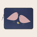 Bird Family in Pink, Navy Blue, and Mustard -  Minimalist Scandinavian Mid-Century Modern Design Laptop Sleeve Gallery Image 1