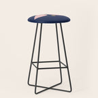 Bird Family in Pink, Navy Blue, and Mustard -  Minimalist Scandinavian Mid-Century Modern Design Stool Gallery Image 1
