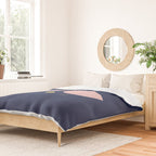 Bird Family in Pink, Navy Blue, and Mustard -  Minimalist Scandinavian Mid-Century Modern Design Duvet Cover Gallery Image 2
