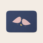 Bird Family in Pink, Navy Blue, and Mustard -  Minimalist Scandinavian Mid-Century Modern Design Bath Mat Gallery Image 1