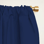 Bird Family in Pink, Navy Blue, and Mustard -  Minimalist Scandinavian Mid-Century Modern Design Window Curtain Gallery Image 2