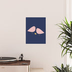 Bird Family in Pink, Navy Blue, and Mustard -  Minimalist Scandinavian Mid-Century Modern Design Poster Gallery Image 2