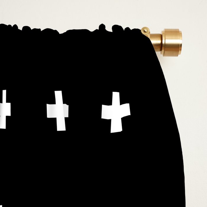 Swiss Cross Black Small Window Curtain Gallery Image 2