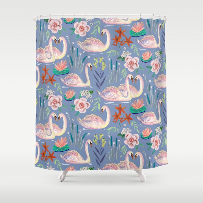 Swan Pattern Shower Curtain Gallery Image 1