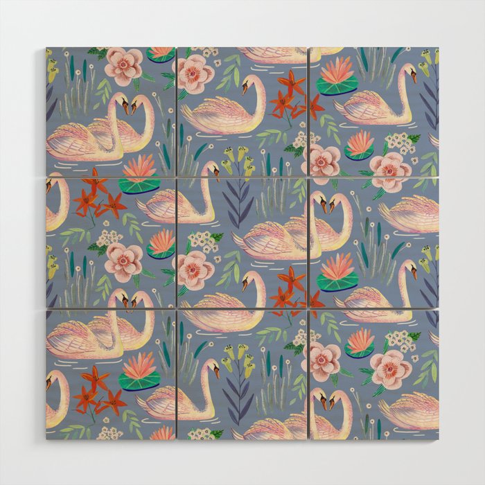 Swan Pattern Wood Wall Art Gallery Image 1