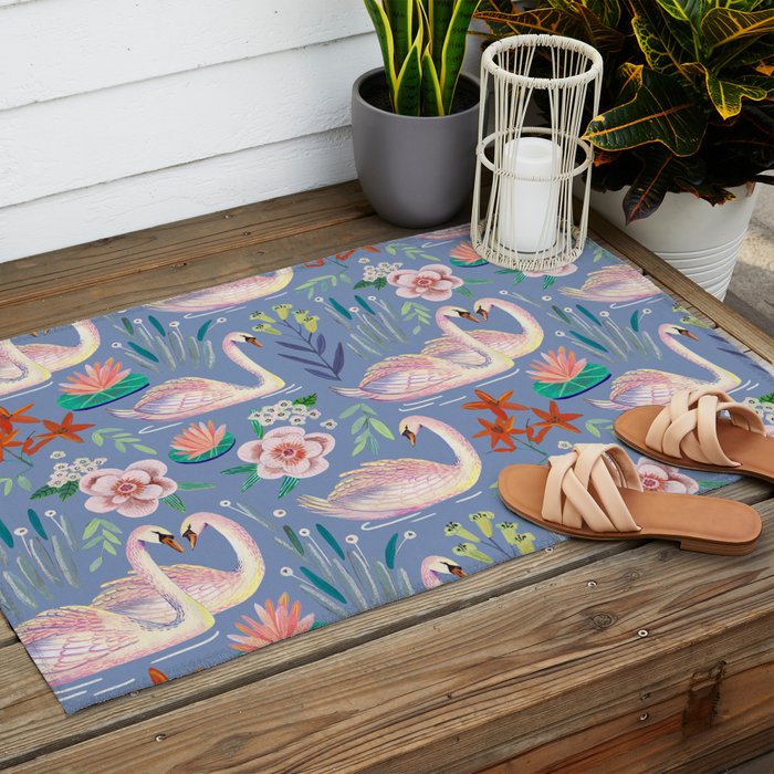 Swan Pattern Outdoor Rug Gallery Image 2