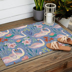 Swan Pattern Outdoor Rug Gallery Image 2
