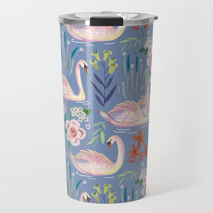 Swan Pattern Travel Mug Gallery Image 1