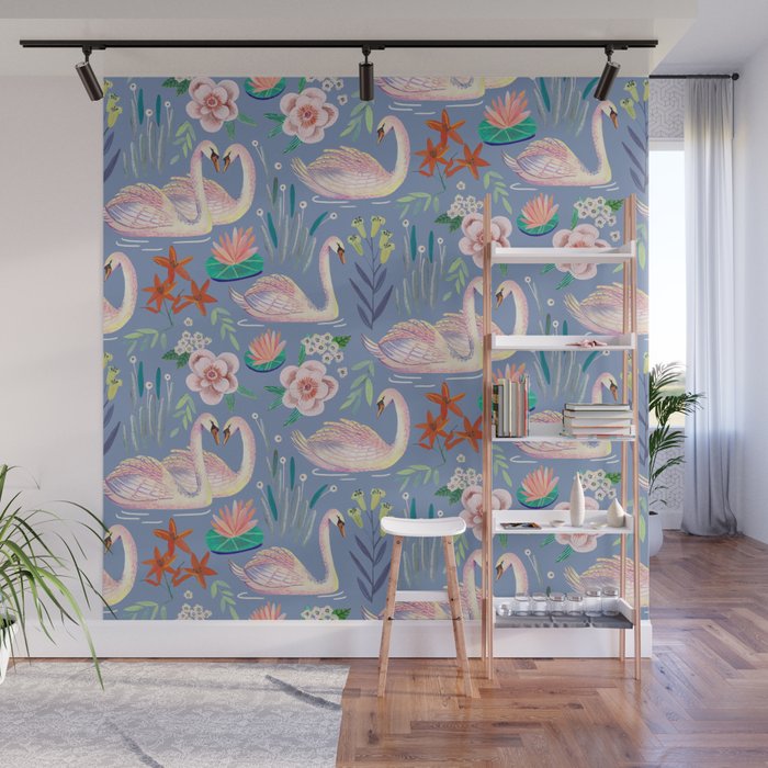 Swan Pattern Wall Mural Gallery Image 1