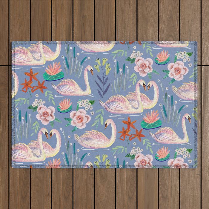 Swan Pattern Outdoor Rug Gallery Image 1