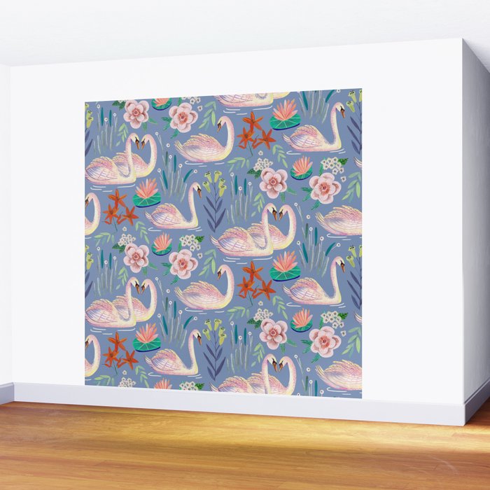 Swan Pattern Wall Mural Gallery Image 2