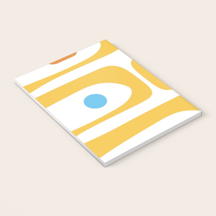 Mid Century Modern Piquet Abstract Pattern Retro Yellow Blue Green White Notebook Gallery Image 3