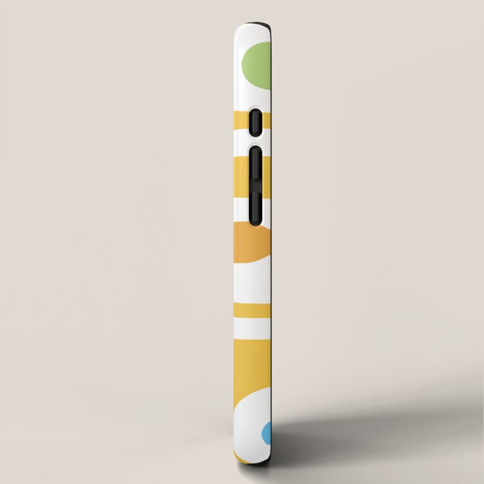 Mid Century Modern Piquet Abstract Pattern Retro Yellow Blue Green White iPhone Case Gallery Image 2