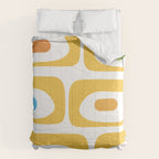 Mid Century Modern Piquet Abstract Pattern Retro Yellow Blue Green White Comforter Gallery Image 6