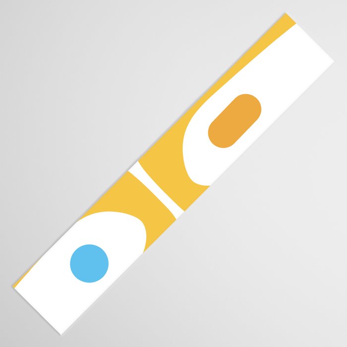 Mid Century Modern Piquet Abstract Pattern Retro Yellow Blue Green White Table Runner Gallery Image 3