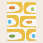 Mid Century Modern Piquet Abstract Pattern Retro Yellow Blue Green White Poster Gallery Image 4