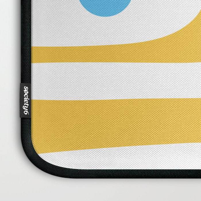 Mid Century Modern Piquet Abstract Pattern Retro Yellow Blue Green White Laptop Sleeve Gallery Image 3