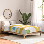 Mid Century Modern Piquet Abstract Pattern Retro Yellow Blue Green White Comforter Gallery Image 2