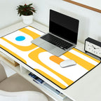 Mid Century Modern Piquet Abstract Pattern Retro Yellow Blue Green White Desk Mat Gallery Image 2